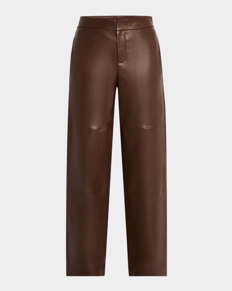 Wide-Leg Leather Utility Pants